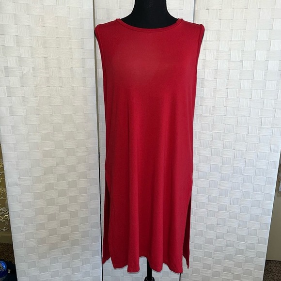 Lilla P Women’s High Neck Swing Dress Size Medium Side Slit Sleeveless Flowy - Picture 7 of 12